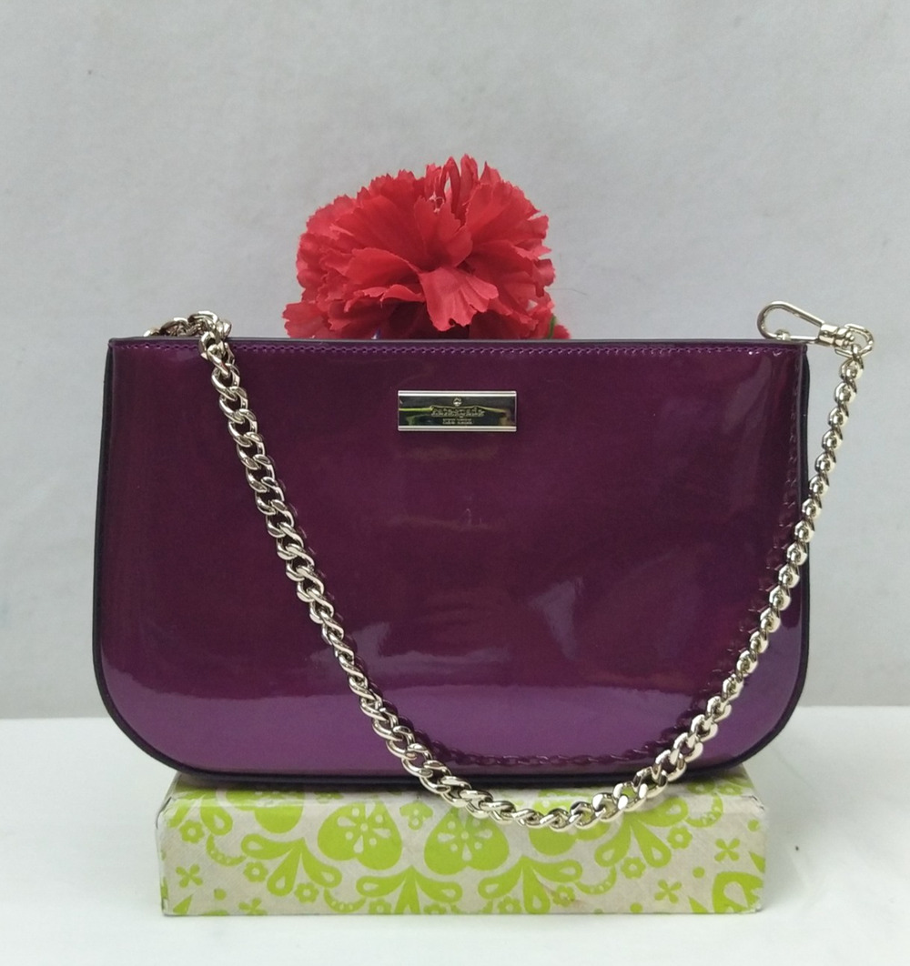 Kate Spade New York Plum Purple Patent Leather Zipper Credit Card Wallet